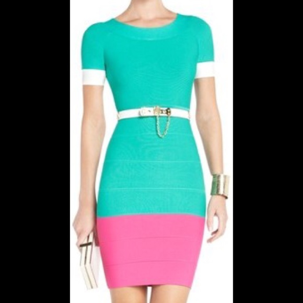 BCBG MAXAZRIA Kisha color block bandage dress S